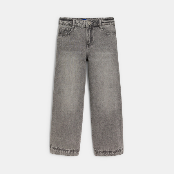 جينز رمادي باهت بأرجل واسعة للفتيات